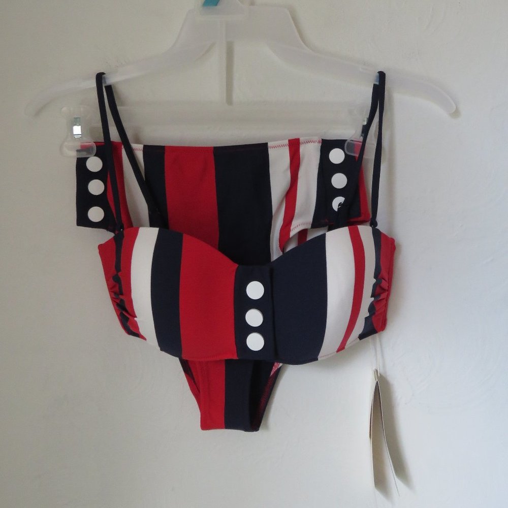 Gottex Collection Chic Nautique Bandeau Bikini Top with Matching High Waist Biki
